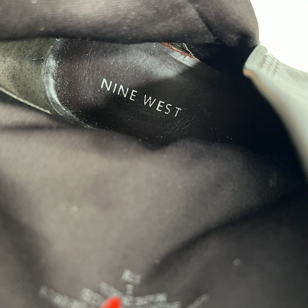 Nine West Size 11 Tulia Leather Wedge Bootie Ankle Boots Shoes Buckle Detail - Picture 5 of 10